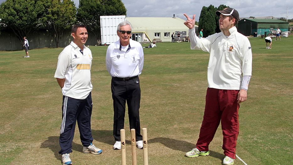 Jon Baglow (left) tossing up for Braunton with Axminster opposite number Tristan Wakeley back in 2014<br>credit: Contributed