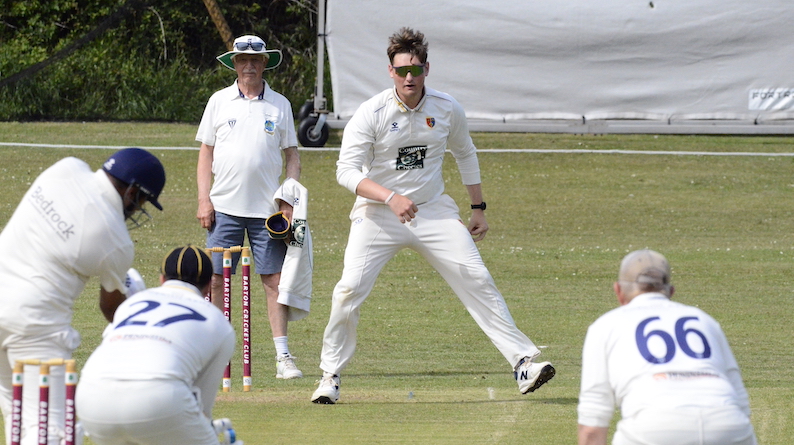 Tavistock spinner Ben Evans, whose two-wicket burst slowed Barton's run chase