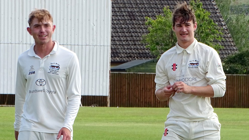 North Devon duo Jack Moore (left) and Tom Ansell – among the runs against Ivybridge<br>credit: D T Sports Photography