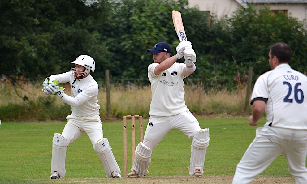 Brutal batting! Bridestowe & Belstone's Kian Burns, who hit 136 not out from 39 balls<br>credit: Conrad Sutcliffe - no re-use without copyright owner's consent