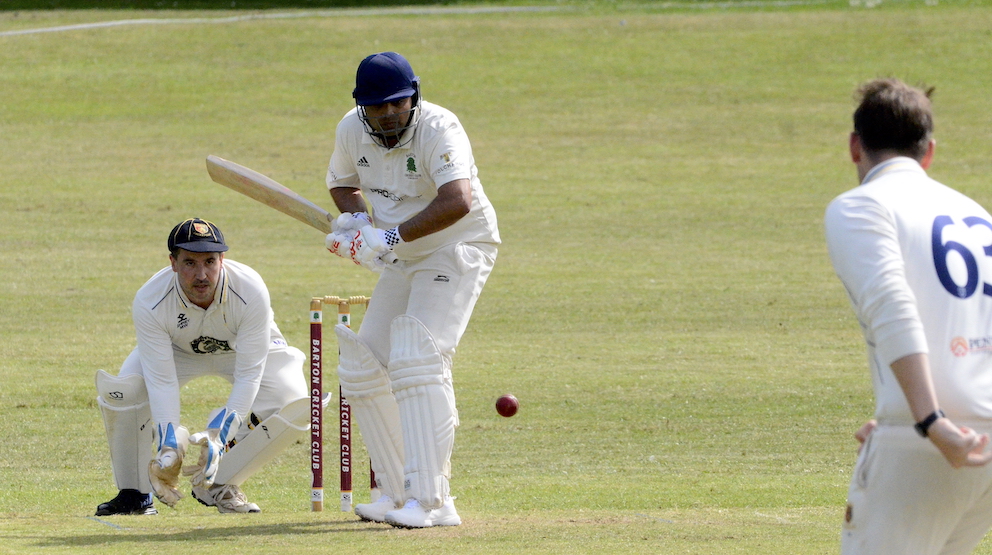 A watchful Sreejith Sankaranaryanan steering Barton to victory over Tavistock 2nd XI<br>credit: Conrad Sutcliffe - no re-use without copyright owner's consent