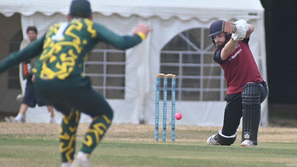 Barton opener Steve Lewis tucks into the Bovey bowling on the way to a half-century<br>credit: Steve Pope / Mid-Devon Advertiser