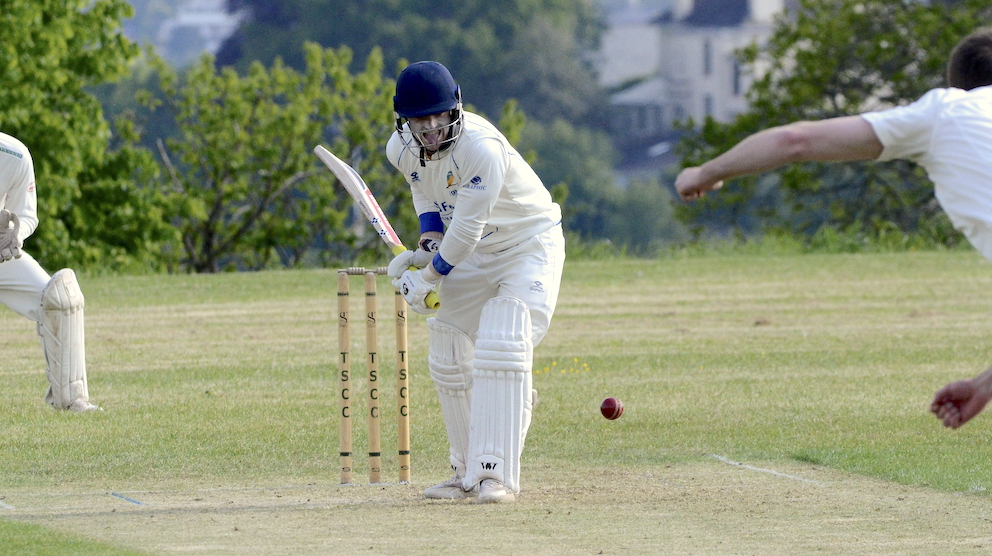 Sandford's Tom Maidment – hit 74 in a hurry against Hatherleigh<br>credit: Conrad Sutcliffe - no re-use without copyright owner's consent