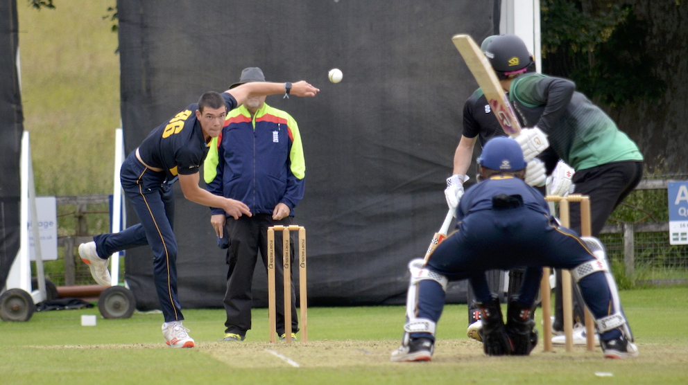 Recalled: Jon Triner, pictured bowling against Dorset in the corresponding match last season<br>credit: Conrad Sutcliffe - no re-use without copyright owner's consent