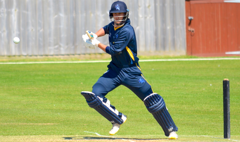Elliot Hamilton in a familiar pose batting for Devon