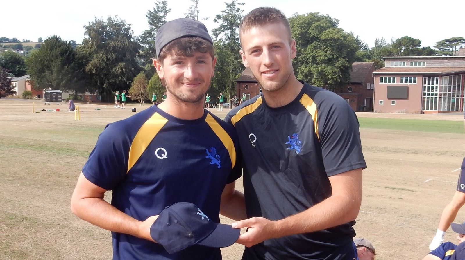 Ben Privett (left) receiving his county cap from Devon skipper James Horler<br>credit: Roger Wensley - no re-use without copyright owner's consent Ben Privett (left) receiving his county cap from Devon skipper James Horler<br>credit: Roger Wensley - no re-use without copyright owner's consent