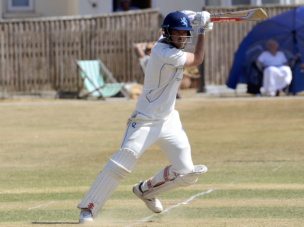 Devon's Sam Read attacking the Herefordshire bowling