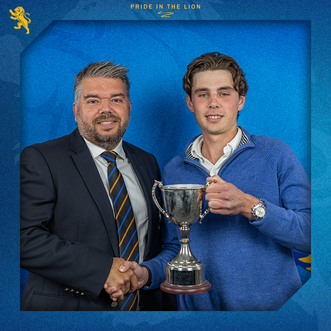 Devon County Cricket Club Player of the Year, Callum Harvey, with Tim Western.