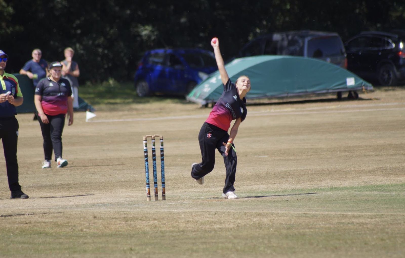 Laila Escott on her way to a 4 wicket haul at Cornwood <br>credit: JAW Photography LTD