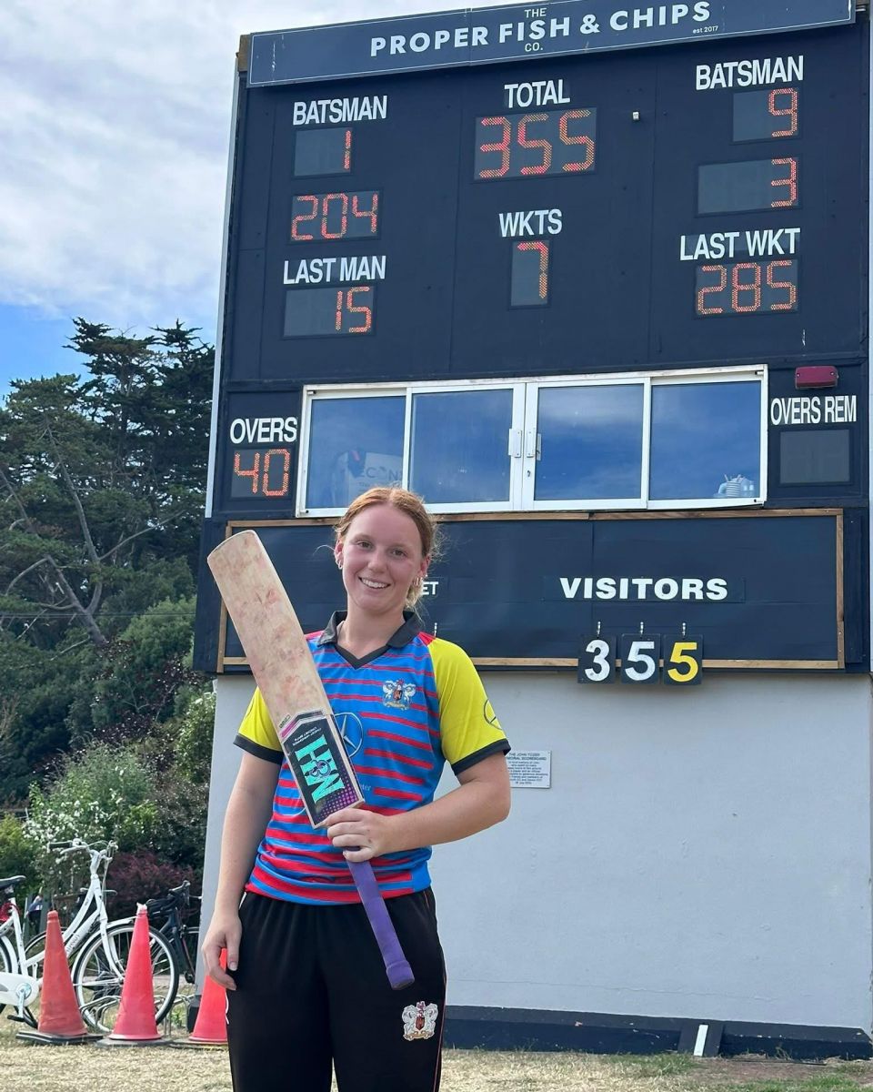 Elle Golsworthy scoring 204*<br>credit: Exeter Cricket Club 