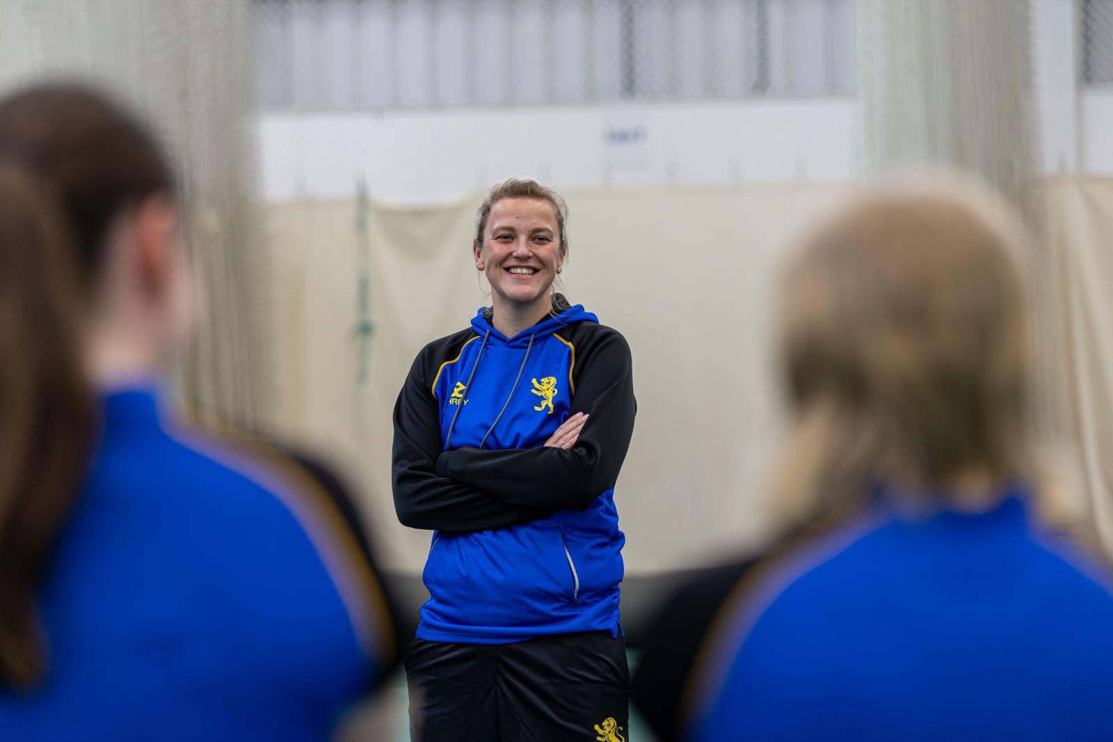 Lauren leading Devon Women training at the Devon Cricket Centre.