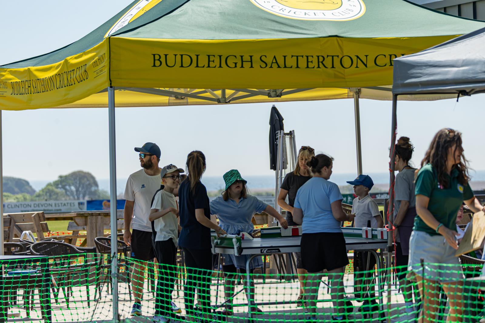 Students from Mill Water School at Disability Champion Club Budleigh Salterton CC.