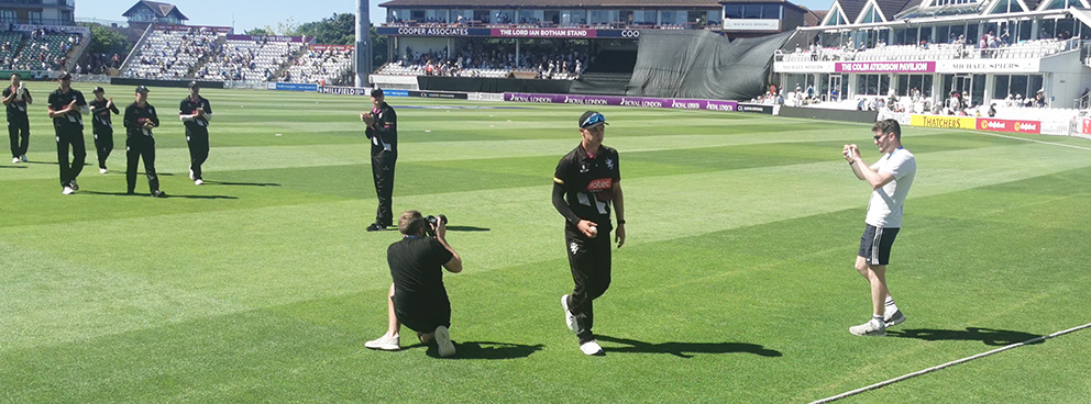Torquay's Sonny Baker leads Somerset off following his six-wicket haul against Durham | Photo: Nick Evanson