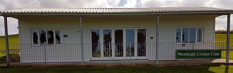 Another view of the vandalised pavilion frontage
