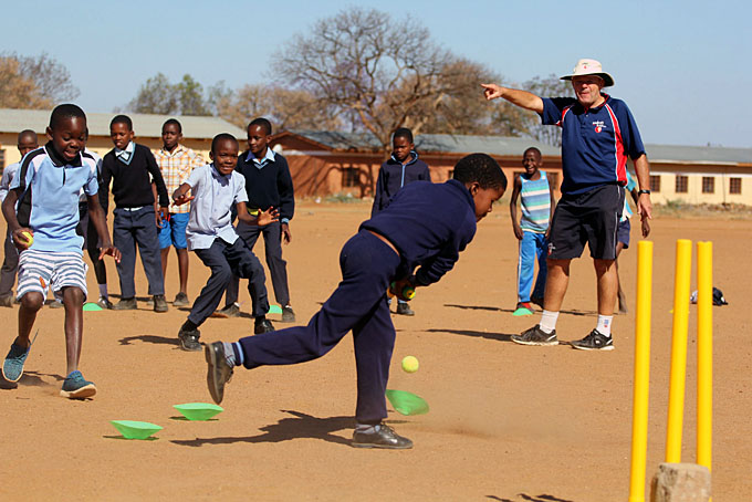Andy Baylis working with youngsters in Botswana