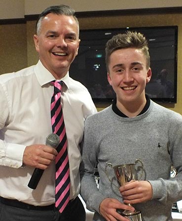 Bovey Tracey's Chris Yabsley (right) with Jeremy Christophers on the club's awards night. Yabsley has benefited from coaching grant aided by the DSCT