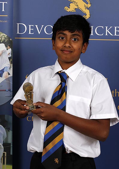 Jacob Kopparambil at the DCB awards night with his U11 batting trophy