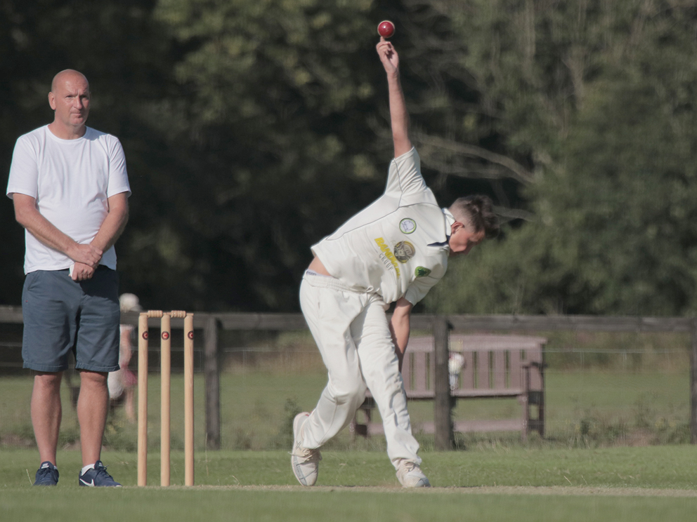 Arthur Johnson bowling for Ivybridge 2nd XI against Civil