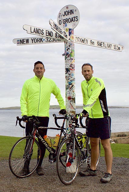 Matt Theedom (left) and Scott Chapple on familiar ground at John O'Groats back in 2017