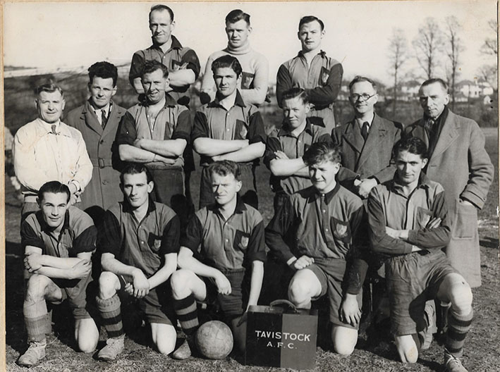 Tavistock AFC team group: Eric Jarman in third from the left in the middle row
