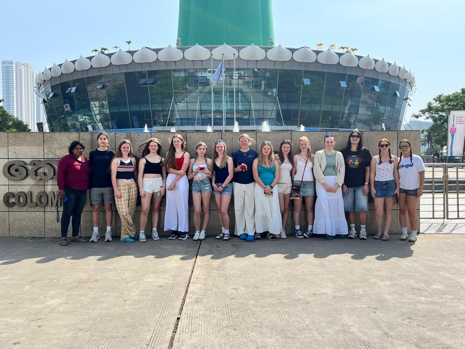 The squad at the base of the Lotus Tower, Colombo.