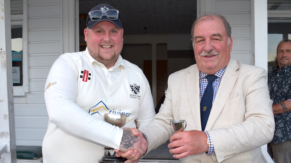 Babbacombe captain Rob Redding (left) cradles the Brockman Cup after the 2024 final. The presenter is cup chairman Tim Chapman<br>credit: Conrad Sutcliffe - no re-use without copyright owner's consent Babbacombe captain Rob Redding (left) cradles the Brockman Cup after the 2024 final. The presenter is cup chairman Tim Chapman<br>credit: Conrad Sutcliffe - no re-use without copyright owner's consent